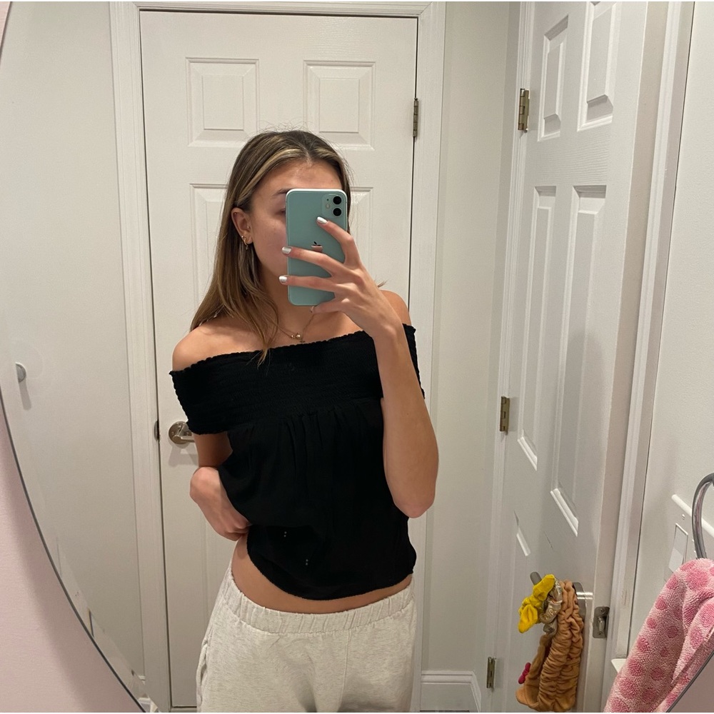 Black Stretchy Off the Shoulder Brandy Melville Flowy Top